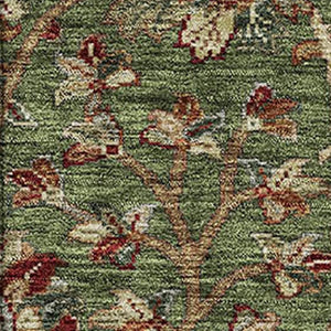 HomeRoots 8' X 10' Floral Area Rug in Fern Green, Red & Ivory - Washable, UV Protected & Stain Resistant! 683972