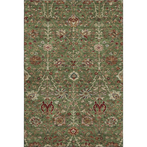 HomeRoots 10' X 14' Floral Area Rug in Fern Green, Red & Ivory - Durable, UV-Protected, Easy-Care Design! 683974