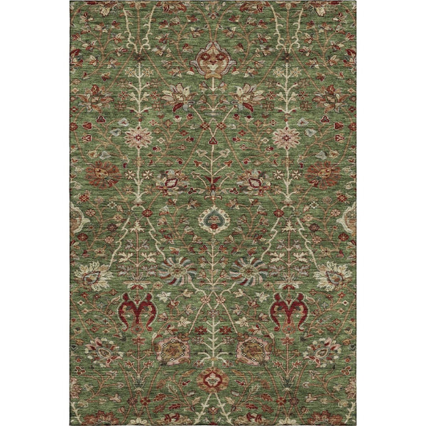 HomeRoots 10' X 14' Floral Area Rug in Fern Green, Red & Ivory - Durable, UV-Protected, Easy-Care Design! 683974