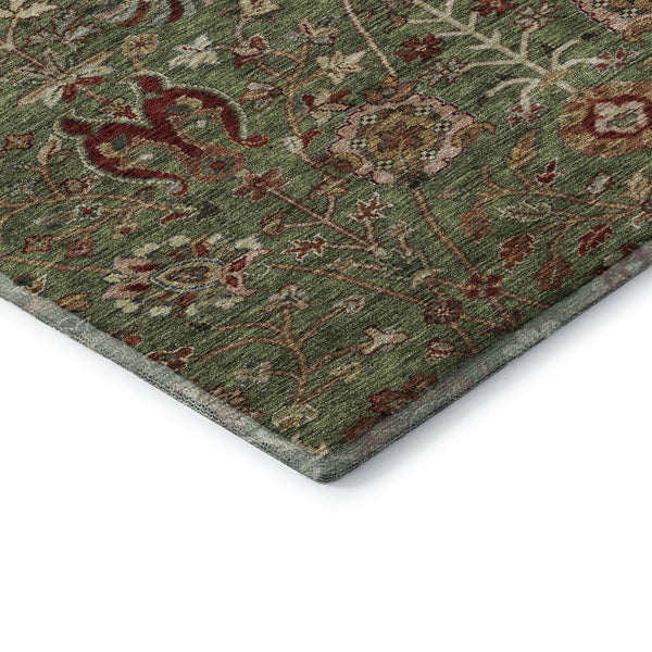 HomeRoots 10' X 14' Floral Area Rug in Fern Green, Red & Ivory - Durable, UV-Protected, Easy-Care Design! 683974