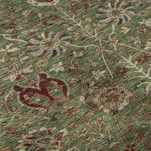 HomeRoots 10' X 14' Floral Area Rug in Fern Green, Red & Ivory - Durable, UV-Protected, Easy-Care Design! 683974
