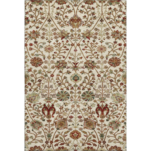 HomeRoots 5' X 8' Ivory Red and Blue Floral Area Rug - Washable, UV-Protected, Stylish for Any Space! 683976