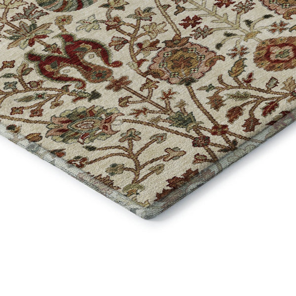 HomeRoots 5' X 8' Ivory Red and Blue Floral Area Rug - Washable, UV-Protected, Stylish for Any Space! 683976