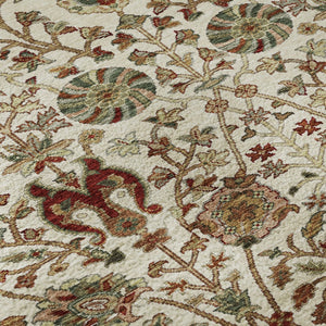 HomeRoots 5' X 8' Ivory Red and Blue Floral Area Rug - Washable, UV-Protected, Stylish for Any Space! 683976