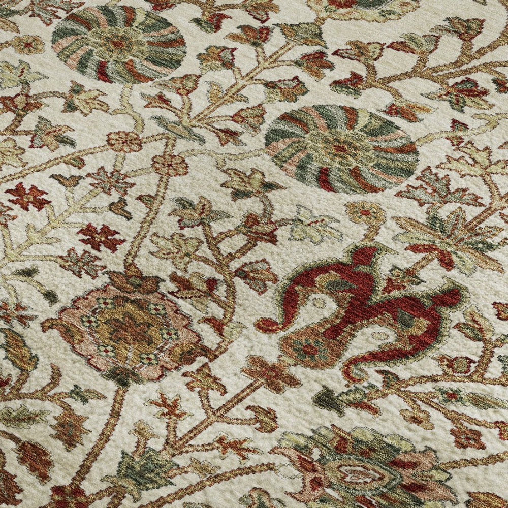 HomeRoots 9' X 12' Washable Ivory Red and Blue Floral Area Rug with UV Protection – Durable, Stylish, Family-Friendly 683979