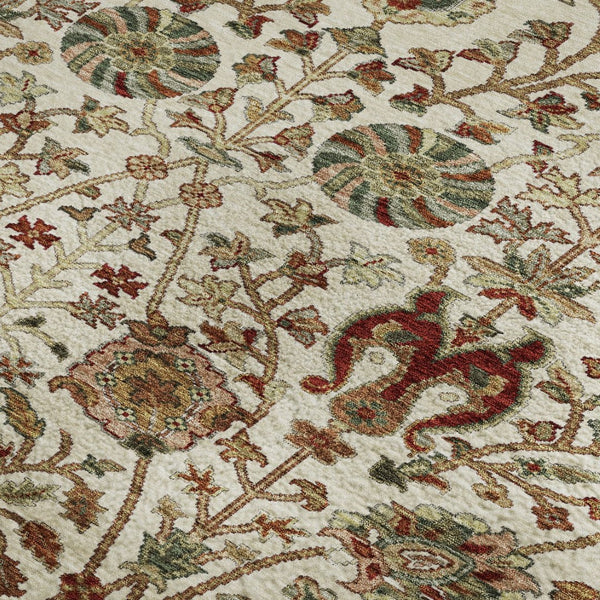 HomeRoots 9' X 12' Washable Ivory Red and Blue Floral Area Rug with UV Protection – Durable, Stylish, Family-Friendly 683979