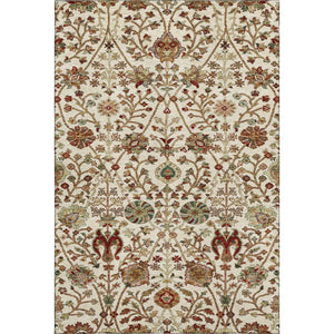 HomeRoots 10' X 14' Ivory Floral Area Rug - Red & Blue Design, Washable, UV Protection, Stain Resistant Decor 683980