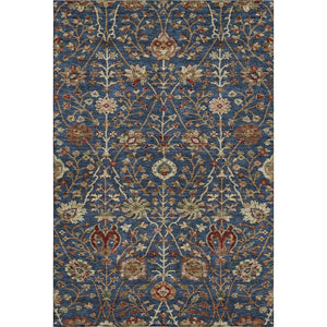 HomeRoots 5' X 8' Navy Floral Area Rug - Washable, UV-Protected, Stain-Resistant for Busy Homes & Pets! 683982