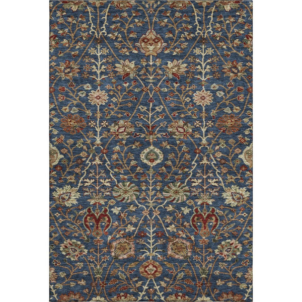 HomeRoots 5' X 8' Navy Floral Area Rug - Washable, UV-Protected, Stain-Resistant for Busy Homes & Pets! 683982