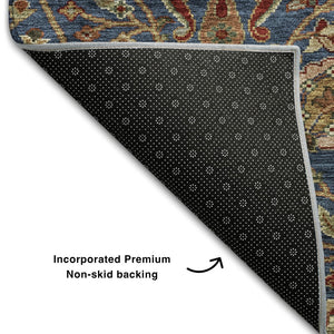 HomeRoots 5' X 8' Navy Floral Area Rug - Washable, UV-Protected, Stain-Resistant for Busy Homes & Pets! 683982