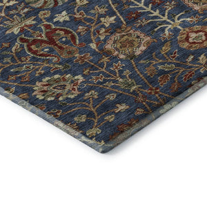 HomeRoots 5' X 8' Navy Floral Area Rug - Washable, UV-Protected, Stain-Resistant for Busy Homes & Pets! 683982
