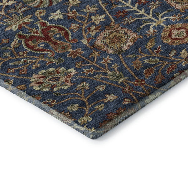 HomeRoots 5' X 8' Navy Floral Area Rug - Washable, UV-Protected, Stain-Resistant for Busy Homes & Pets! 683982