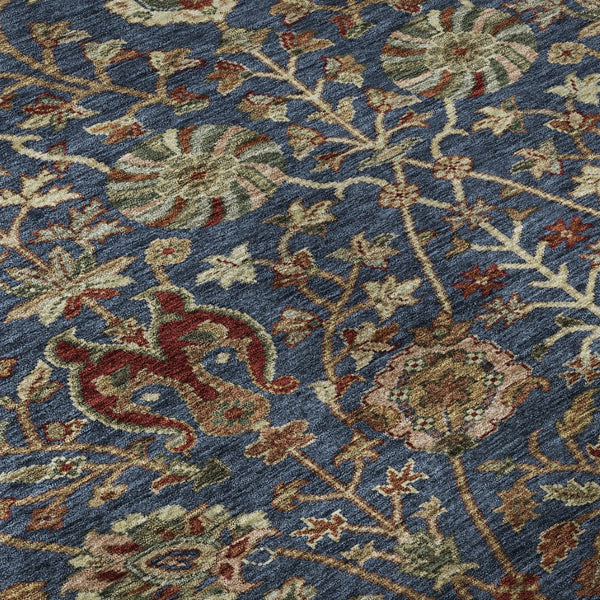 HomeRoots 5' X 8' Navy Floral Area Rug - Washable, UV-Protected, Stain-Resistant for Busy Homes & Pets! 683982