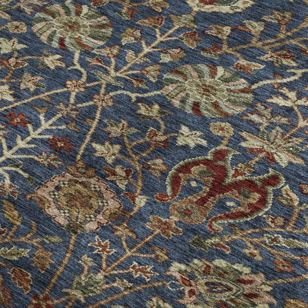 HomeRoots 5' X 8' Navy Floral Area Rug - Washable, UV-Protected, Stain-Resistant for Busy Homes & Pets! 683982