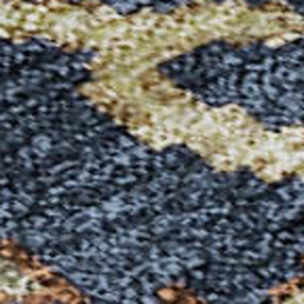 HomeRoots 10' X 14' Navy Floral Area Rug - Washable, UV-Protected, Stain-Resistant, Perfect for Family Spaces 683986