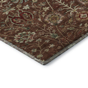 HomeRoots 5' X 8' Stylish Rust Red and Beige Floral Area Rug - Washable, UV Protected, Perfect for Homes! 683988