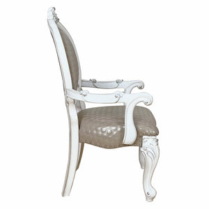 English Elm Taupe Elegant Arm Chair Set of 2 with Lozenge Padded Cushions, Nailhead Trim, Scrolled Legs for Stability B062P209289