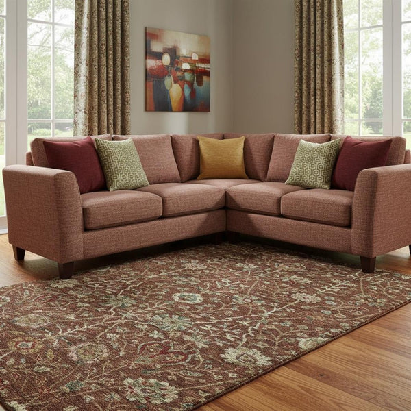 HomeRoots 8' X 10' Floral Washable Area Rug in Rust Red & Beige – Stain-Resistant, UV Protected, Non-Slip! 683990
