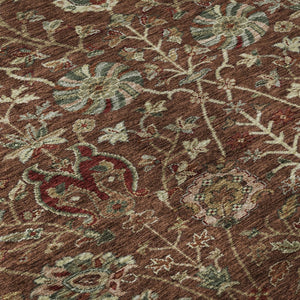 HomeRoots 8' X 10' Floral Washable Area Rug in Rust Red & Beige – Stain-Resistant, UV Protected, Non-Slip! 683990