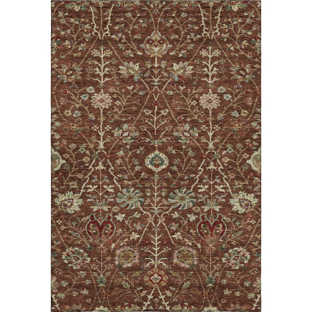 HomeRoots 9' X 12' Rustic Red Floral Area Rug – Durable, Washable, UV-Protected, Perfect for Family Homes 683991