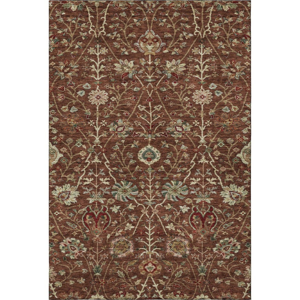 HomeRoots 9' X 12' Rustic Red Floral Area Rug – Durable, Washable, UV-Protected, Perfect for Family Homes 683991