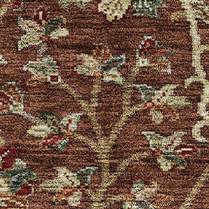 HomeRoots 10' X 14' Rust Red & Beige Floral Area Rug - Washable, Stain-Resistant, UV Protected for Longevity 683992
