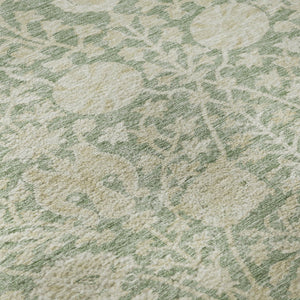 HomeRoots 8' Artichoke Green & Beige Floral Washable Round Rug - UV Protected, Durable, Easy-Care Design 683995