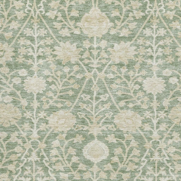 HomeRoots 8' X 10' Artichoke Green & Beige Floral Washable Area Rug - Durable, UV-Protected & Family-Friendly 683996
