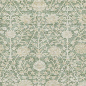 HomeRoots 9' X 12' Artichoke Green and Beige Floral Area Rug – Stain-Resistant, UV-Protected, Easy Care Design 683997