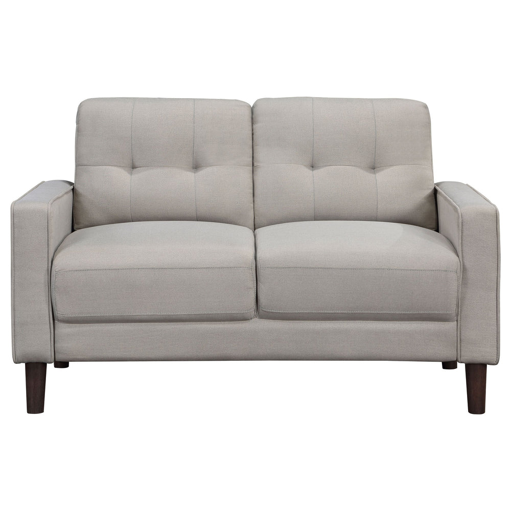 English Elm Harvey Beige Tufted Upholstered Loveseat with Pocket-Coil Seats, Track Arms & Compact Apartment Fit B062P375375