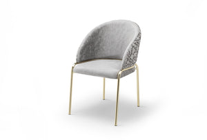 English Elm Onyx Luxurious Velvet & Chenille Accent Chair Light Gray with Gold Metal Legs — Elegant Durable Design B009P332652