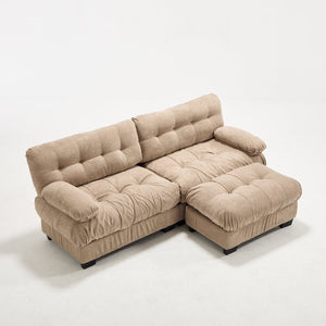 English Elm Modular Cloud Sectional with Ottoman Deep Seat Flannelette Sofa for Living Room Light Brown W2120S00022