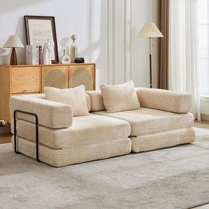 English Elm Compression Convertible Floor Sofa Bed – Stylish Chenille Loveseat & Modular Seating Solution For Small Spaces W3723P345635