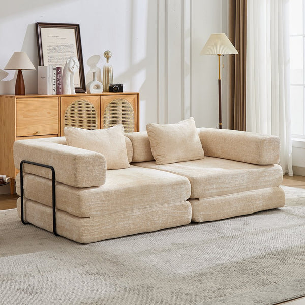 English Elm Compression Convertible Floor Sofa Bed – Stylish Chenille Loveseat & Modular Seating Solution For Small Spaces W3723P345635