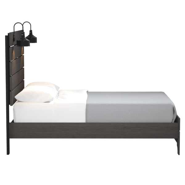 English Elm Wallace & Bay - Brown Full Bed With Integrated Lighting - Stylish Stone Brown Finish For Modern Farmhouse Décor B2709S00025-GIGA