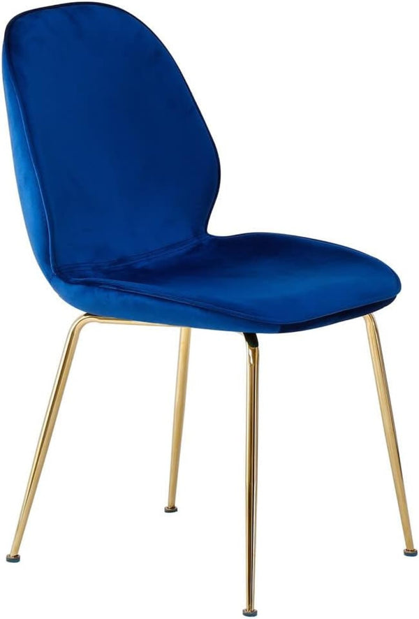 English Elm Velvet Mid-century Dining Chairs with Gold Legs Navy Set for Elegant Rooms B011P446641