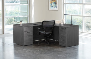 OSP Home Furnishings Napa Executive L Shaped Workstation with Locking Drawers and Integrated Wire Management NAPSGW-TYP9