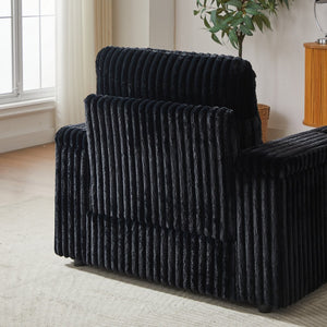 English Elm 42.5-inch corduroy single recliner with cup holder, storage ottoman, plush back pillow for lounging Black W834P375124