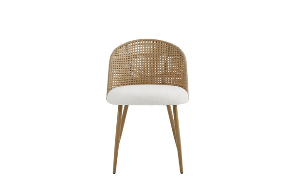 English Elm Wicker Rattan Dining Chair Set of Two with Foam Cushion Bohemian Kitchen Seating W3590P453806
