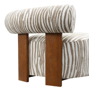 English Elm 1Pc Accent Chair - Beige Zebra Stripe Fabric With High-Density Foam & Walnut Legs For Modern Living Spaces B2741P401400