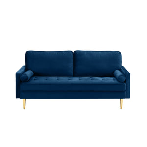 English Elm 65-inch minimalist velvet loveseat with gold metal legs, thick cushions, solid pine frame, 800lb capacity Navy W2795P247594