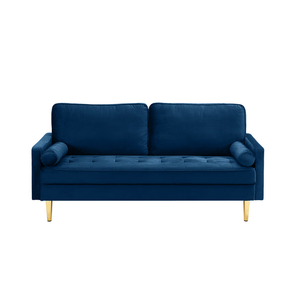 English Elm 65-inch minimalist velvet loveseat with gold metal legs, thick cushions, solid pine frame, 800lb capacity Navy W2795P247594