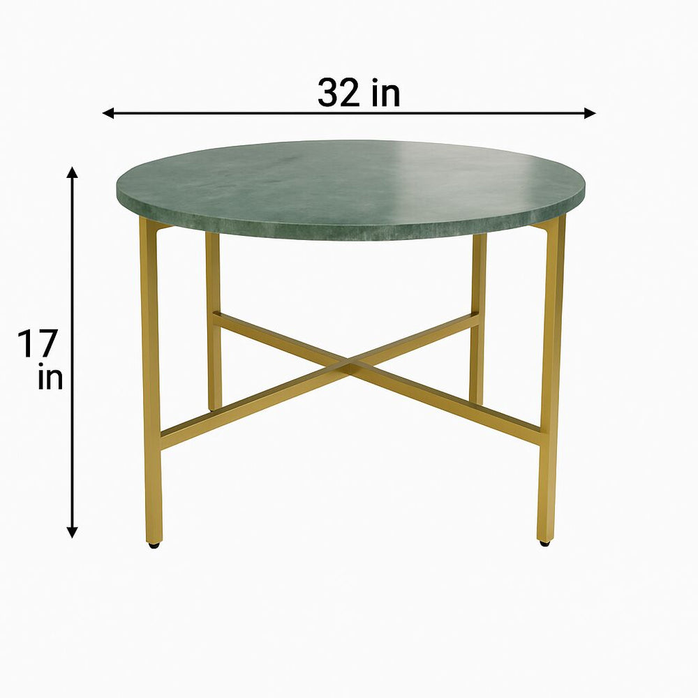 English Elm Green Marble Nesting Table With Gold Frame | Stylish Space-Saving Side Table For Modern Decor B346P320735