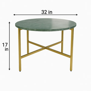 English Elm Green Marble Nesting Table With Gold Frame | Stylish Space-Saving Side Table For Modern Decor B346P320735