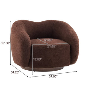 English Elm Wooden Bentwood Base Bouclé Barrel Swivel Chair for Living Room Reading Nook N776P359106D