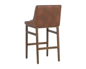 Sunpan HALDEN Barstool - Elevate Your Space with Durable Bravo Admiral Faux Leather and Rustic Bronze Frame Brown 112258