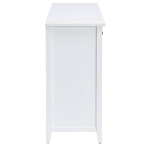 English Elm White 6-Drawer Console Cabinet with Wicker Front Basket, Durable MDF Veneer, KD Assembly, Classic Chic Appeal B062P209185