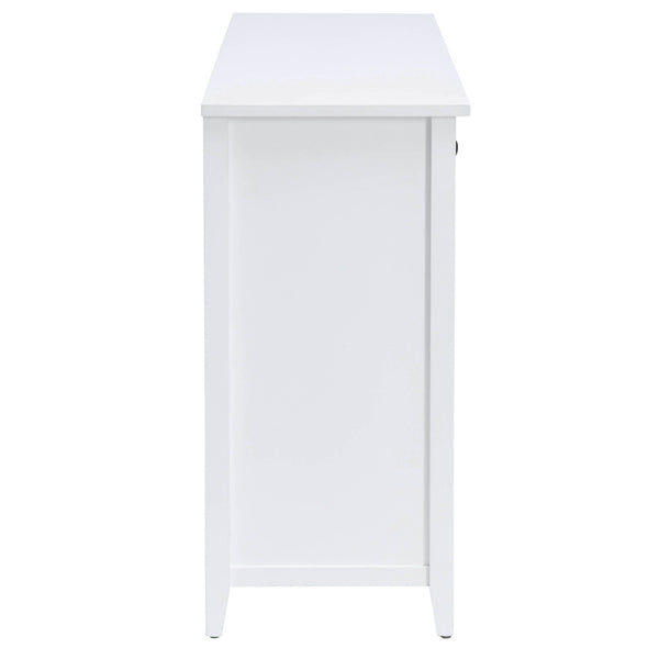 English Elm White 6-Drawer Console Cabinet with Wicker Front Basket, Durable MDF Veneer, KD Assembly, Classic Chic Appeal B062P209185