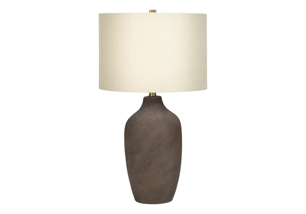 English Elm Lighting, Contemporary Grey Ceramic Table Lamp With Beige Shade & Gold Finial For Elegant Spaces B2710P220125