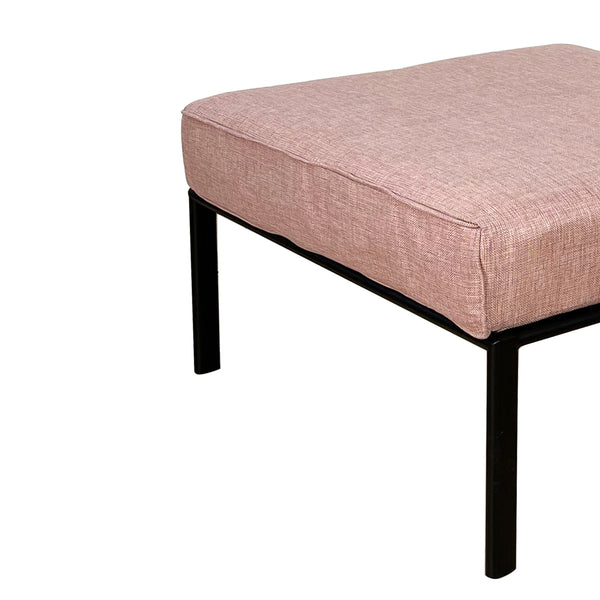 English Elm Pink Patio Ottoman with Black Accents Metal Tube Legs — Waterproof, Fireproof, Anti-UV, Durable Outdoor Comfort B062P209339